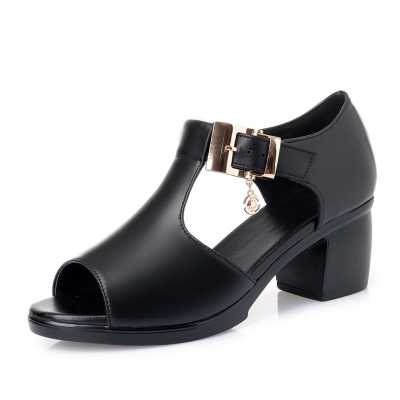 Woman Gladiator Sandals New 2021 High Heel Women Sandals Genuine Leather Plus Size Fashion Shoes Summer Footwear