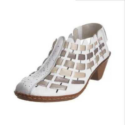 2021  women's sandals European and American style new large size women's shoes PU cross knit square heel women's sandals