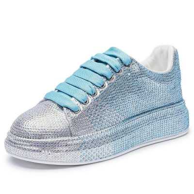 Women's Sneakers Flat Latest Thinestone Shiny Ladies Shoes Laces Casual Women's Vulcanized Shoes