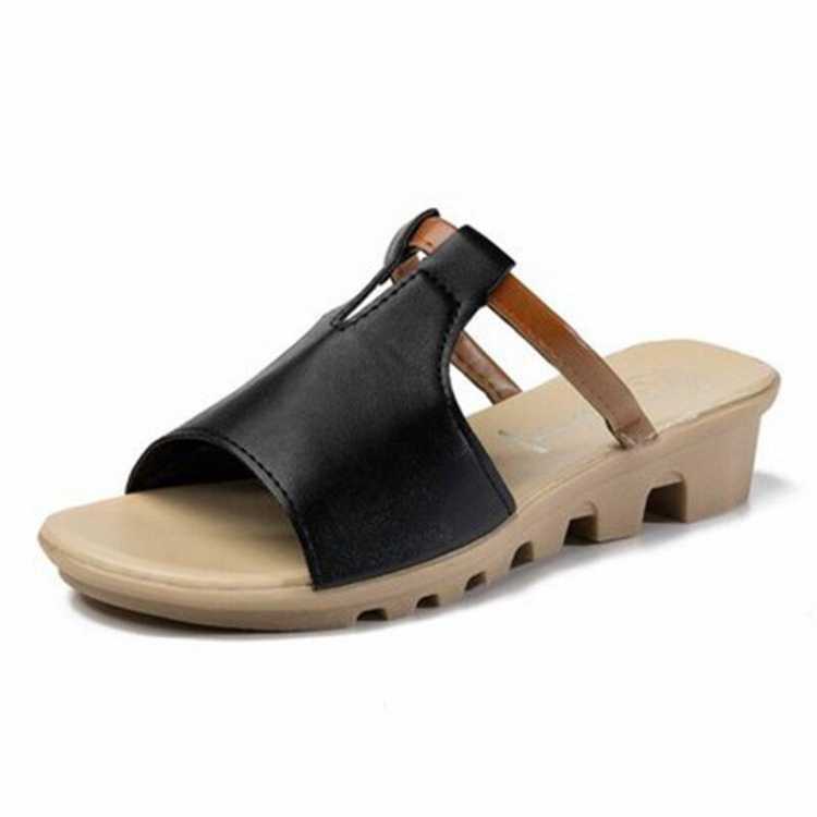 Sapato Feminino Promotion Summer New Fish Mouth Slippers Female Low heeled Soft Bottom Toe Sandals Wild Comfortable And 24
