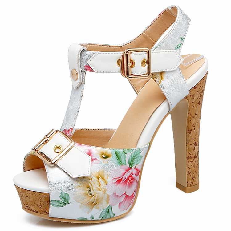 Print Peep Toe T Strap Super High Heels Platform Sandals Women Summer Casual Party Shoes Sandales Femmes 2021 Sandalias Mujer