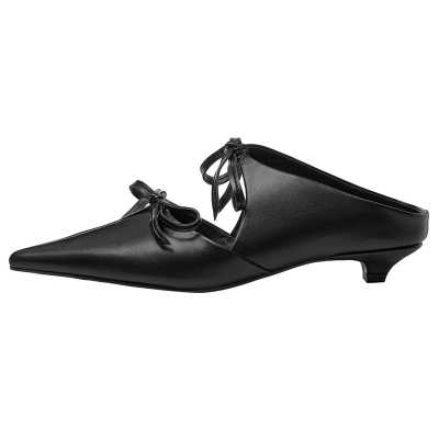 Black White Butterfly knot Genuine Leather Low Heels Sandals Women Summer Casual Shoes Sandales Femmes 2021 Sandalias Mujer