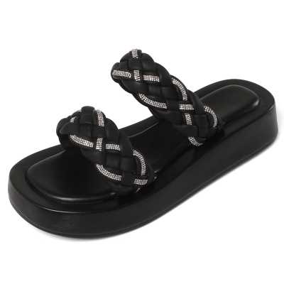 Fashion Rhinestone Flat Platform Sandals Women Summer Casual Shoes Sandales Femmes 2021 Sandalias Mujer