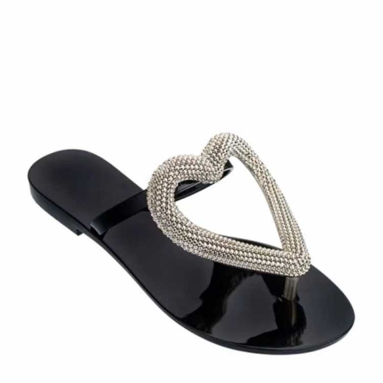Heart Shape Women Jelly Sandals Cute Flip Flops 2021 Summer Sandals Women's Flat Slippers Jelly Sandalias Slides Female Footwear