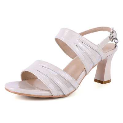 Sandals Women Roman Open Toe Thick Heel Summer Women Sandals High Heel Patent Leather Fashion Large Size Women Sandals