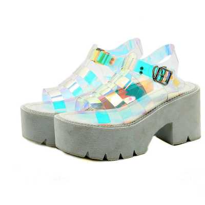 Summer New height increase women's shoes metal buckle Roman thick soled wedge sandals gladiator shoes T21 7