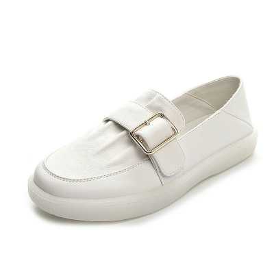 Loafers Women 2021 Summer New Square Buckle All match Genuine Leather Ladies Sneakers Flat Large Size Nurse Shoes Women