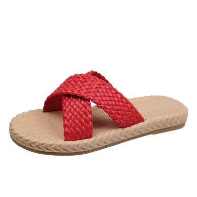 Sandals and Slippers Women Summer New Bohemian Woven Cross shaped Outer Wear Non slip Sandals and Slippers Women Shoes