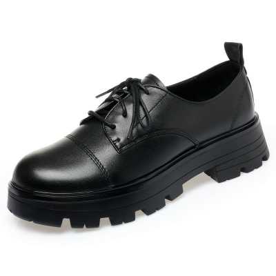 Women Oxford Shoes Genuine Leather Spring New Lace up Llarge Size Women's Loafers Platform Ladies Shoes
