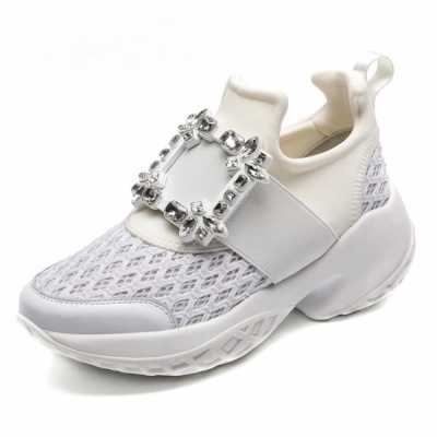 Luxury Platform Sneakers Crystal Buckle Air Mesh Designer Trainers Women's Sneakers Vulcanized Casual Shoes
