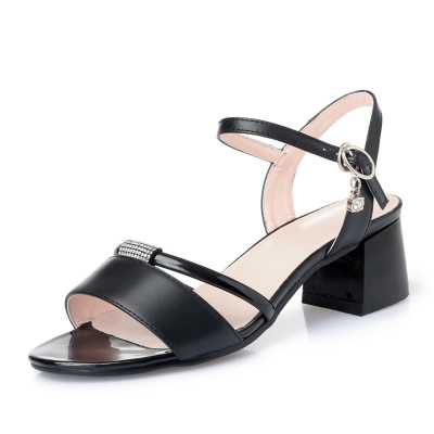 Genuine Leather Women's Sandals 2021 New Fashion Ladies Sandals Mid heel Large Size Sandals Women Summer Footwear